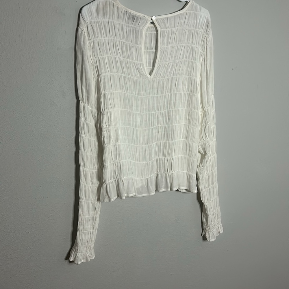 NWT Sanctuary Stay Together white ruched top, peplum style hem, women’s size XL. - Picture 7 of 10